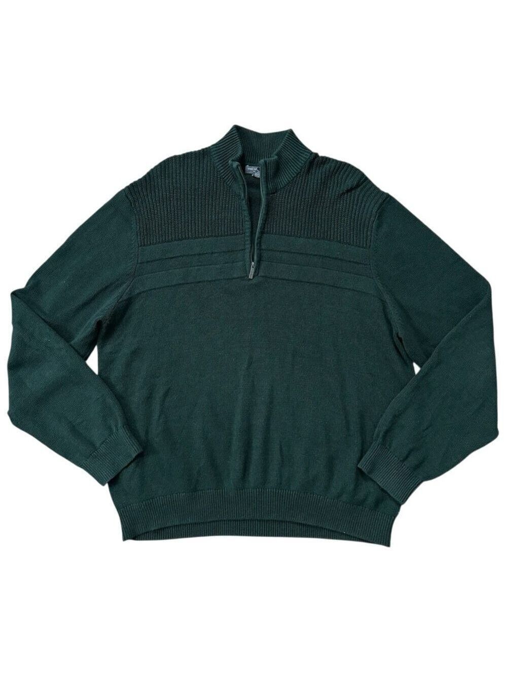 Van Heusen Flex Quarter Zip Ribbed Pullover Sweater Green Size XXL